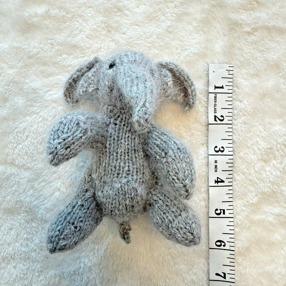Vintage Handmade Crocheted 6in Stuffed Amigurumi Animal Elephant Plush Toy Gift - Picture 3 of 4